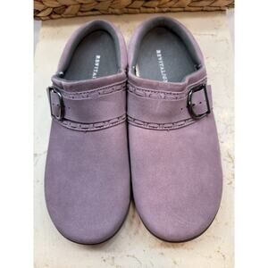 Revitalign 9B Leather Slip On Mules Light Purple Buckle Detail New